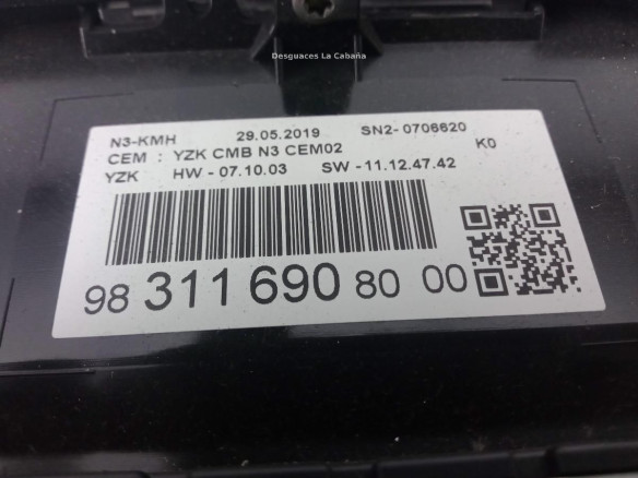 9826632080 CUADRO INSTRUMENTOS CITROEN SPACETOURER |Desguaces La Cabaña