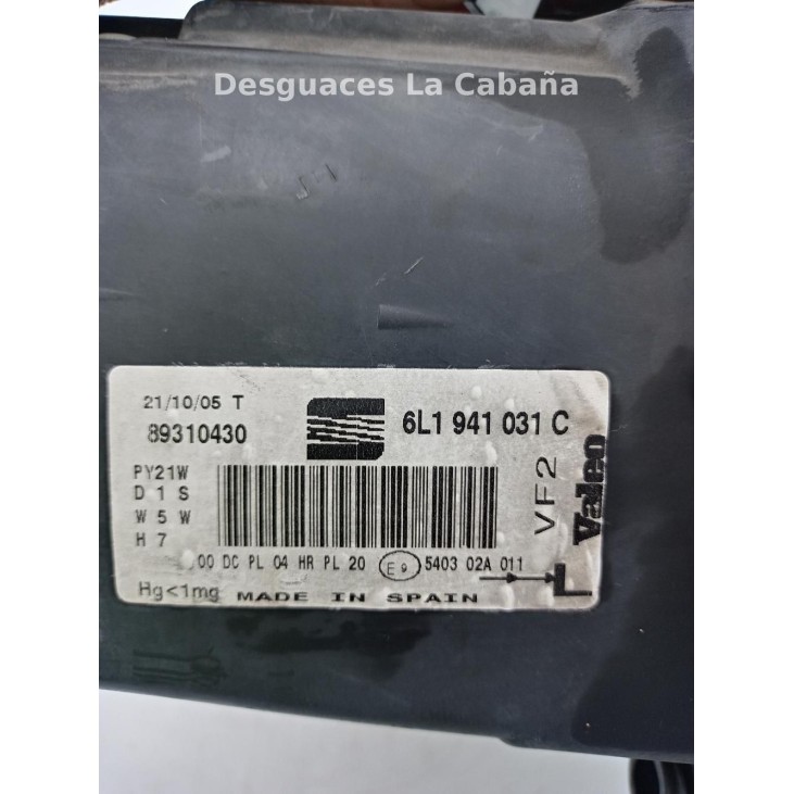 6L1941031C FARO IZQUIERDO SEAT IBIZA III (6L1) |Desguaces La Cabaña