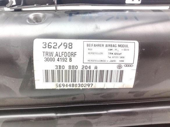 3B0880204A AIRBAG DER VW PASSAT (3B2) |Desguaces La Cabaña