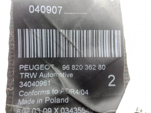9682036280 CINTURON TRA DER PEUGEOT 3008 Limusina (0U_) |Desguaces La Cabaña