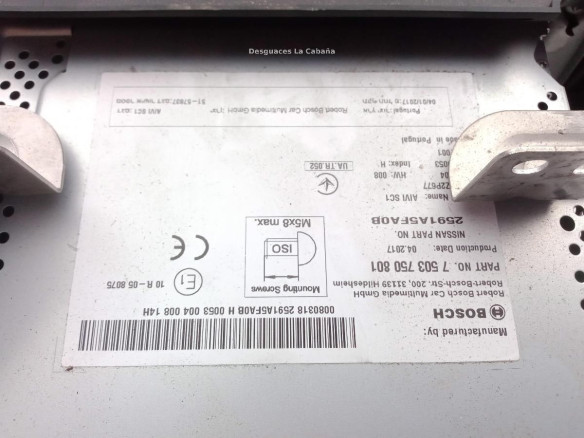 2591A5FA0B PANTALLA MULTIMEDIA NISSAN MICRA V (K14) |Desguaces La Cabaña