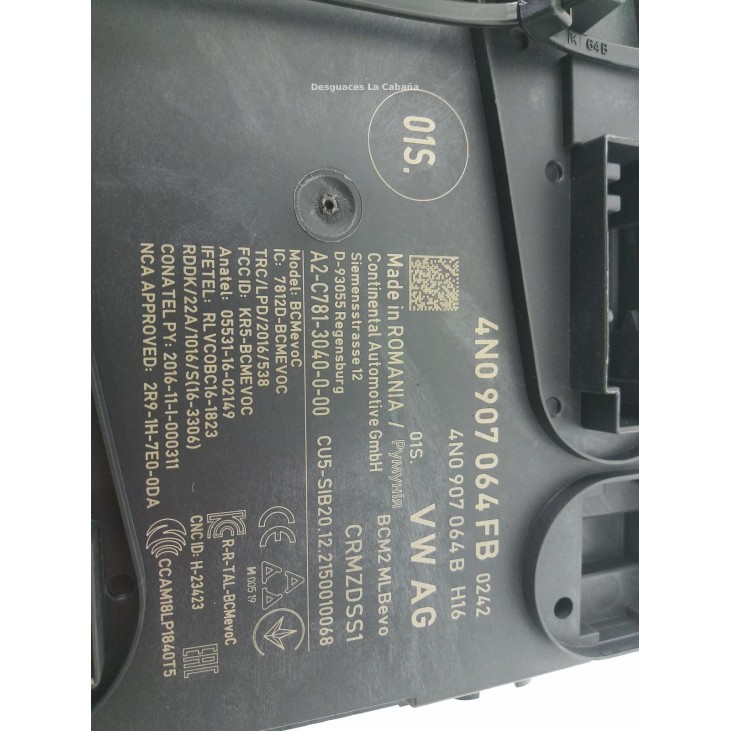  4N0907064FB MODULO ELECTRONICO 14 AUDI A6 (4A2, C8) |Desguaces La Cabaña