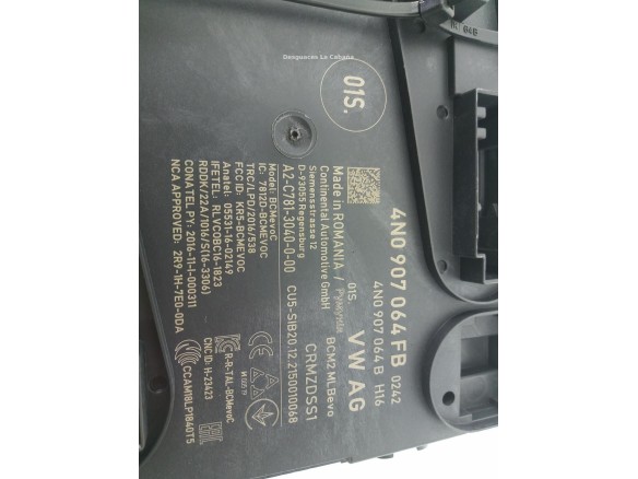 4N0907064FB MODULO ELECTRONICO 14 AUDI A6 (4A2, C8) |Desguaces La Cabaña