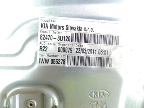 824703U120 ELEVALUNAS PUERTA LAT DEL IZQ KIA SPORTAGE (SL) |Desguaces La Cabaña