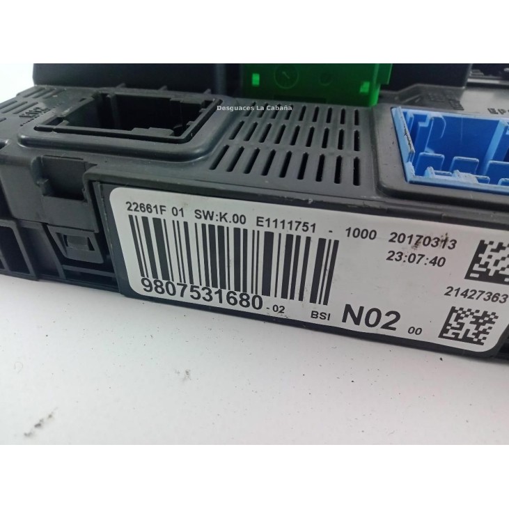 9807531680 CAJA FUSIBLES INTERIOR (BSI) PEUGEOT 208 |Desguaces La Cabaña