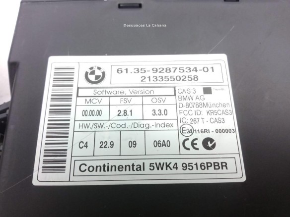 6135928753401 MODULO ELECTRONICO 1 BMW X1 (E84) |Desguaces La Cabaña