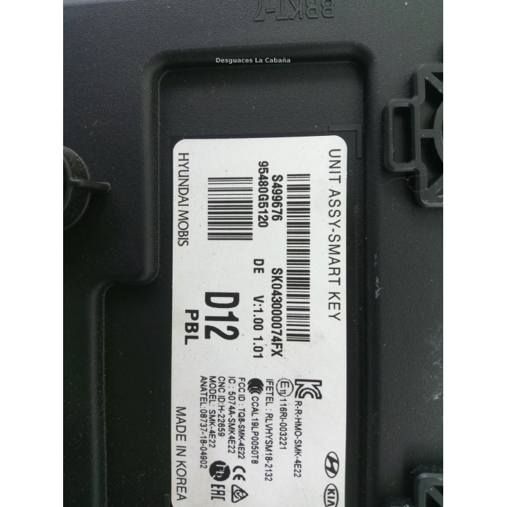 95480G5120 MODULO ELECTRONICO 4 KIA NIRO |Desguaces La Cabaña