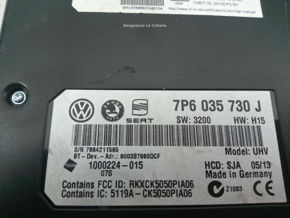 7P6035730J CENTRALITA MULTIFUNCION VW PASSAT (362) |Desguaces La Cabaña