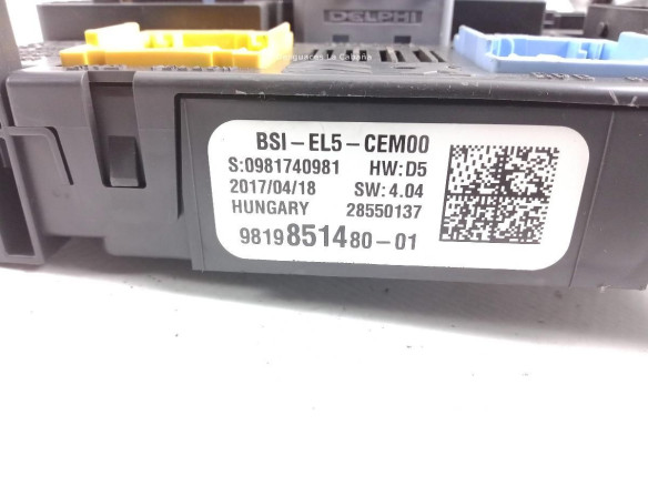 9819851480 CAJA FUSIBLES INTERIOR (BSI) CITROEN C4 Grand Picasso II |Desguaces La Cabaña