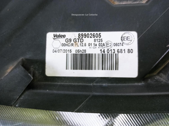 89902605 FARO IZQUIERDO FIAT SCUDO Furgón (270_, 272_) |Desguaces La Cabaña