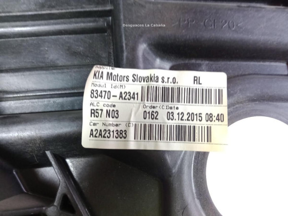 83470A2341 ELEVALUNAS PUERTA LAT TRA IZQ KIA CEE'D (JD) |Desguaces La Cabaña