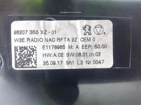 98207355 MANDO CLIMA PEUGEOT 508 |Desguaces La Cabaña