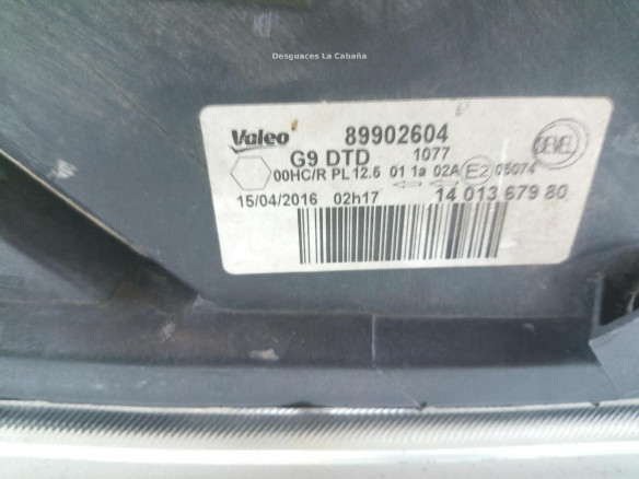 89902604 FARO DERECHO FIAT SCUDO (270_, 272_) |Desguaces La Cabaña