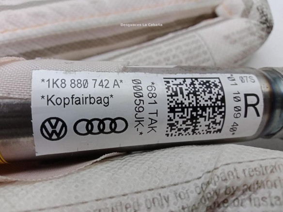 1K8880742A AIRBAG CORTINA DER VW SCIROCCO (137, 138) |Desguaces La Cabaña