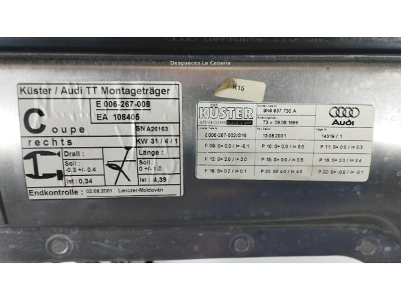 ELEVALUNAS PUERTA LAT DEL DER AUDI TT (8N3) |Desguaces La Cabaña