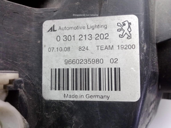 9660235980 FARO DERECHO PEUGEOT 407 (6D_) |Desguaces La Cabaña