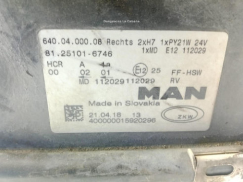 7C1941006 FARO DERECHO MAN TGE Furgon |Desguaces La Cabaña