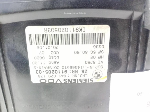 911020503 CUADRO INSTRUMENTOS BMW 3 (E90) |Desguaces La Cabaña