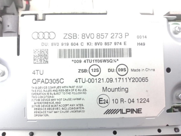 8V0857273P PANTALLA MULTIMEDIA AUDI A3 Sportback (8VA, 8VF) |Desguaces La Cabaña