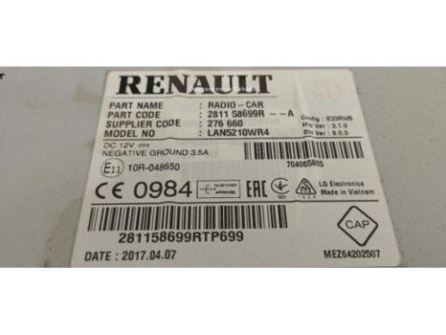281157941R PANTALLA MULTIMEDIA RENAULT CLIO IV (BH_) |Desguaces La Cabaña