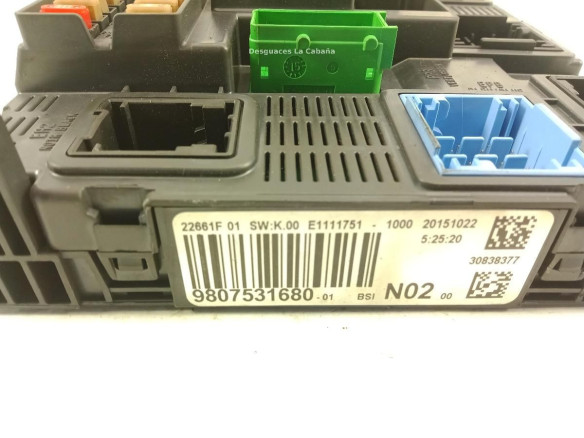 9807531680 CAJA FUSIBLES INTERIOR (BSI) PEUGEOT 208 |Desguaces La Cabaña
