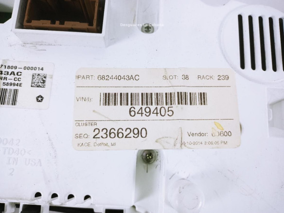 68244043AC CUADRO INSTRUMENTOS JEEP GRAND CHEROKEE IV (WK, WK2) |Desguaces La Cabaña