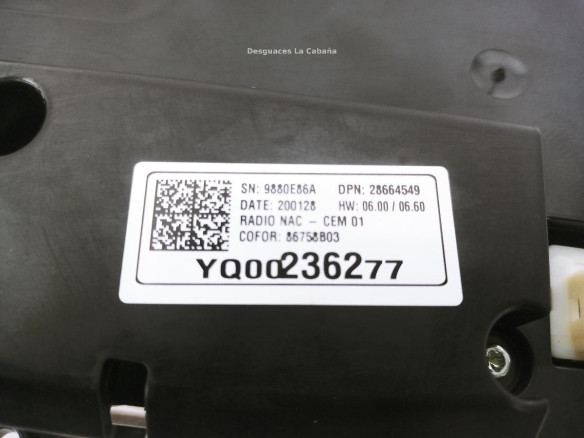 28664549 PANTALLA MULTIMEDIA OPEL GRANDLAND X (A18) |Desguaces La Cabaña