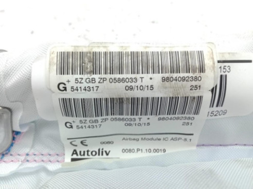 9804092380 AIRBAG CORTINA DER PEUGEOT 2008|Desguaces La Cabaña