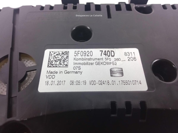 5F0920740D CUADRO INSTRUMENTOS SEAT ATECA (KH7)|Desguaces La Cabaña
