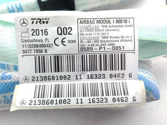 2138601002 AIRBAG CORTINA DER MERCEDES BENZ CLASE E (W213)|Desguaces La Cabaña