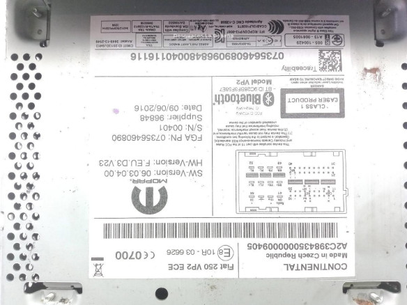 07356460890 PANTALLA MULTIMEDIA FIAT DUCATO Furgón (250_, 290_)|Desguaces La Cabaña