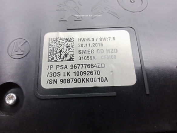 96777664ZD INTERRUPTOR WARNING PEUGEOT 308 II|Desguaces La Cabaña