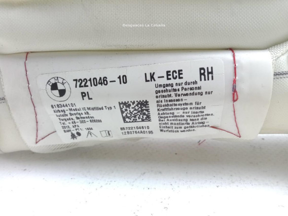7221046 AIRBAG CORTINA DER BMW 3 (F30, F80)|Desguaces La Cabaña