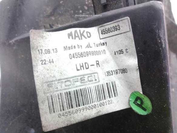 45560393 FARO DERECHO PEUGEOT BIPPER (AA_)|Desguaces La Cabaña