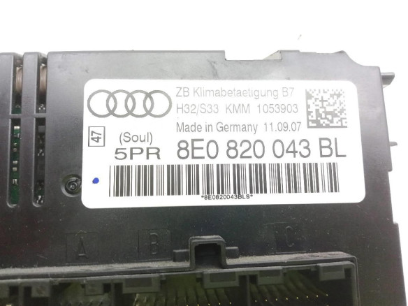 8E0820043BL, MANDO CLIMA AUDI A4 (8EC, B7)|Desguaces La Cabaña