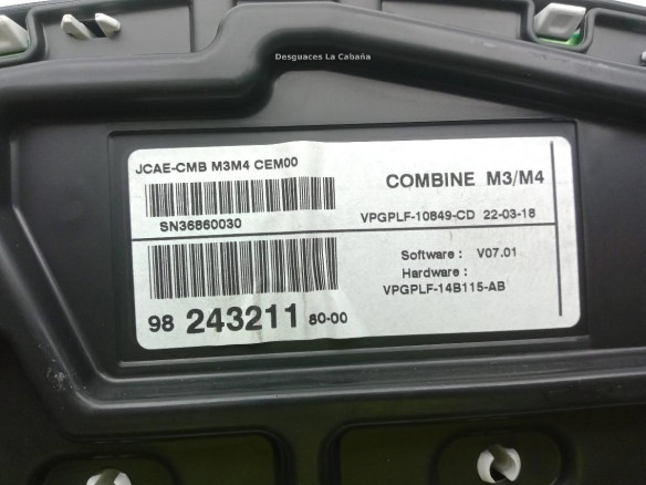 9824321180 CUADRO INSTRUMENTOS CITROEN C-ELYSEE|Desguaces La Cabaña