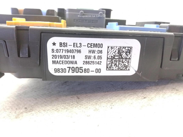 9830790580 CAJA FUSIBLES INTERIOR (BSI) CITROEN C4 CACTUS|Desguaces La Cabaña