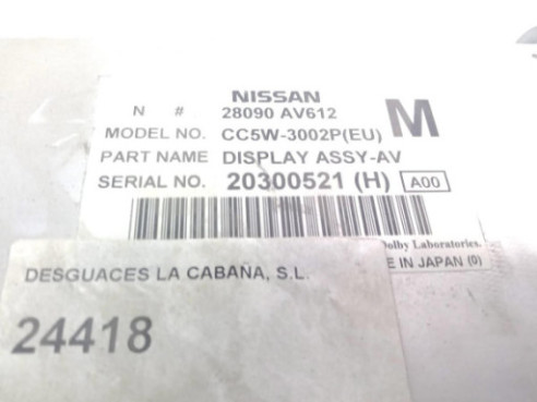 28090AV612M, DISPLAY NISSAN PRIMERA Hatchback (P12)|Desguaces La Cabaña