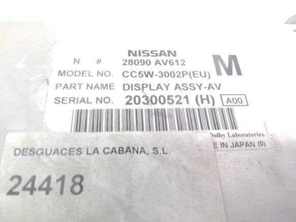 28090AV612M, DISPLAY NISSAN PRIMERA Hatchback (P12)|Desguaces La Cabaña