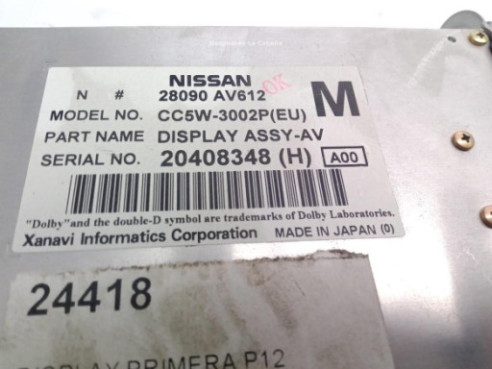 28090AV612M, DISPLAY NISSAN PRIMERA Hatchback (P12)|Desguaces La Cabaña