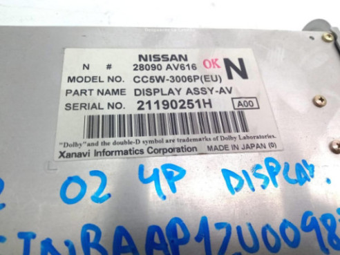28090AV616N, DISPLAY NISSAN PRIMERA Hatchback (P12)|Desguaces La Cabaña