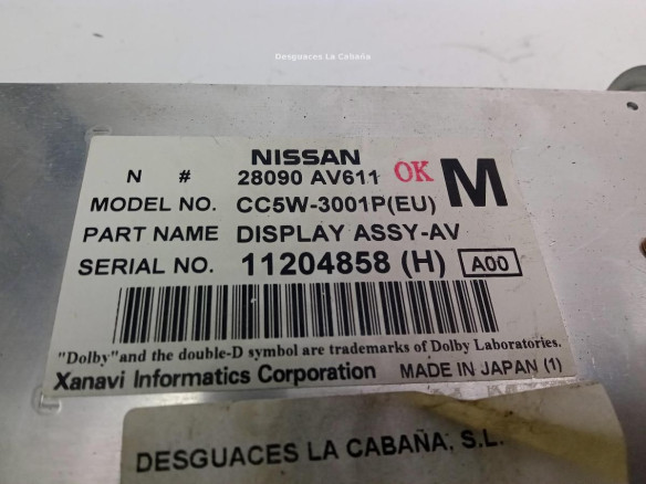 28090AV611M, DISPLAY NISSAN PRIMERA Hatchback (P12)|Desguaces La Cabaña