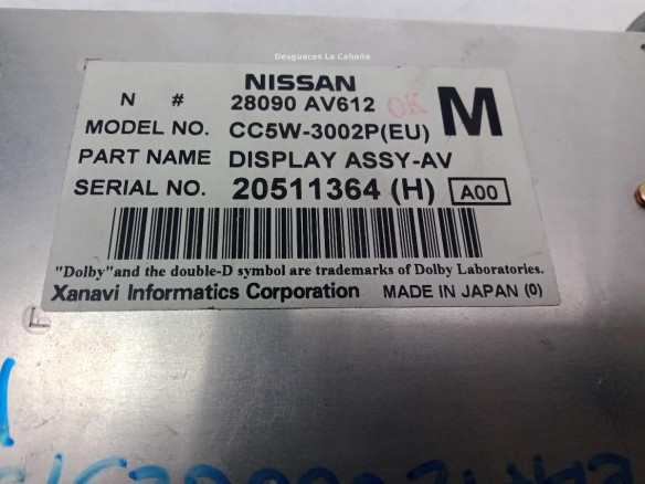 28090AV612M, DISPLAY NISSAN PRIMERA Hatchback (P12)|Desguaces La Cabaña