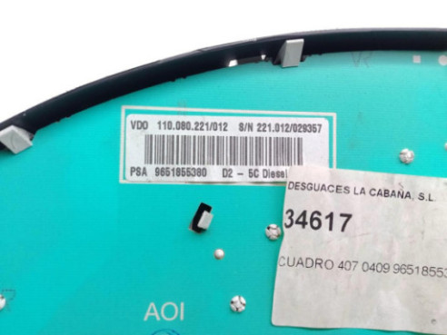 9651855380, CUADRO INSTRUMENTOS PEUGEOT 407 (6D_)|Desguaces La Cabaña