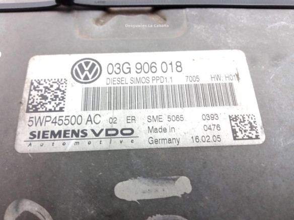03G906018, 5WP45500AC CENTRALITA MOTOR VW PASSAT (3C2)|Desguaces La Cabaña