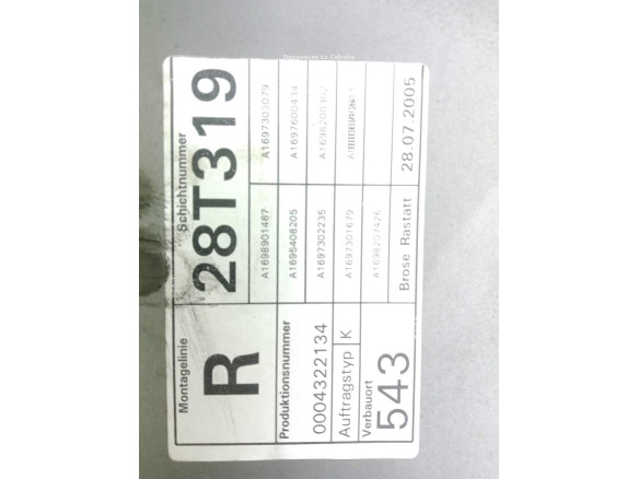 A1697301679 ELEVALUNAS PUERTA LAT TRA DER MERCEDES BENZ CLASE B (W245)|Desguaces La Cabaña