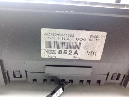 7H0920852A, CUADRO INSTRUMENTOS VW TRANSPORTER V Caja/Chasis (7JD, 7JE, 7JL, 7JY, 7JZ, 7FD, 7F|Desguaces La Cabaña