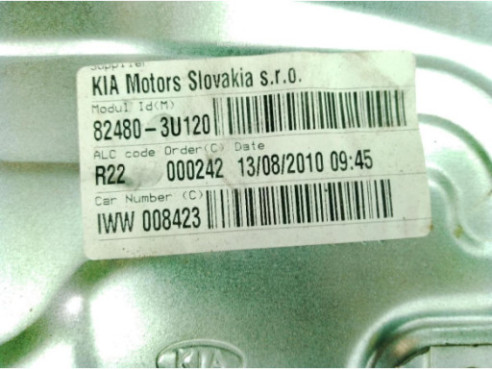 824803U120 ELEVALUNAS PUERTA LAT DEL DER KIA SPORTAGE (SL)|Desguaces La Cabaña