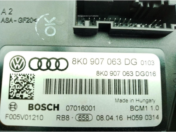 8K0907063DG CENTRALITA MULTIFUNCION AUDI A5 Sportback (8TA)|Desguaces La Cabaña