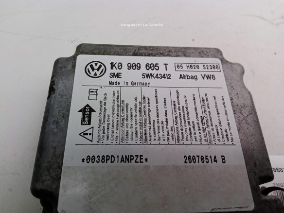 1K0909605T, CENTRALITA AIRBAG VW GOLF V (1K1)|Desguaces La Cabaña